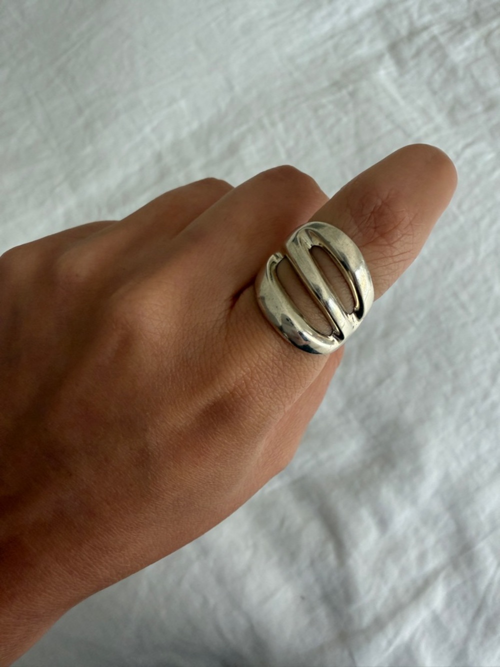 Vintage sterling silver open work ring - Size 7.25